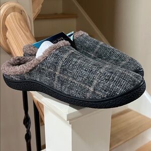 New Men’s Slippers Memory Foam Plaid Mixed Brett Hoodback Large Machine washable